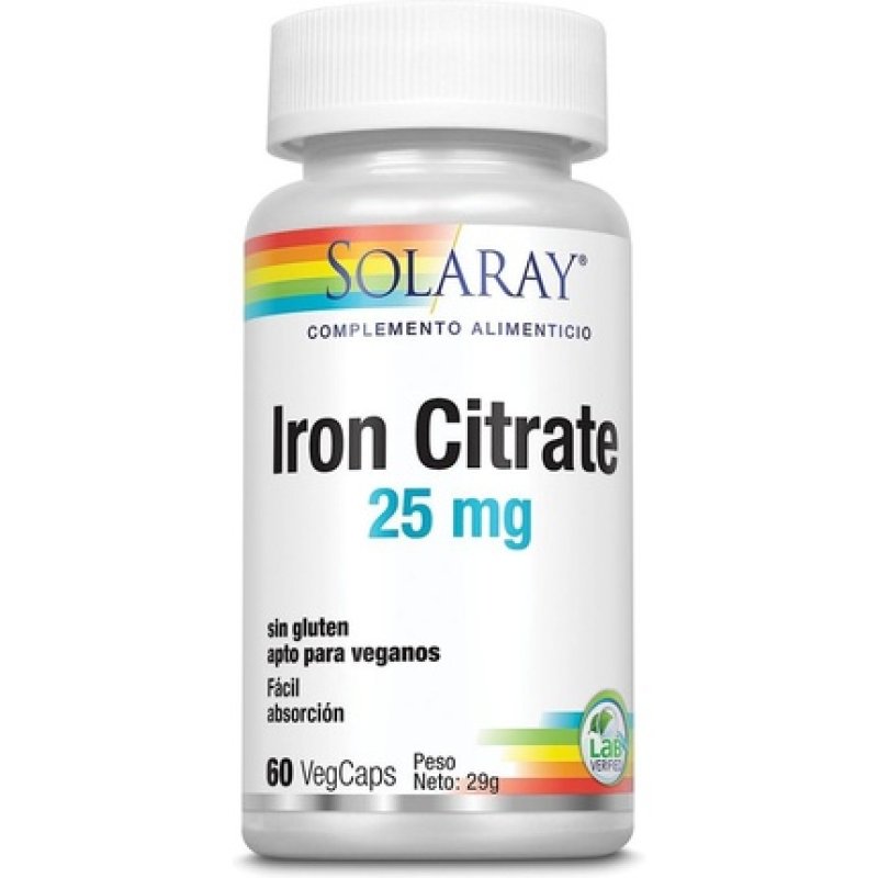Solaray Iron 25 Mg 60 Capsules