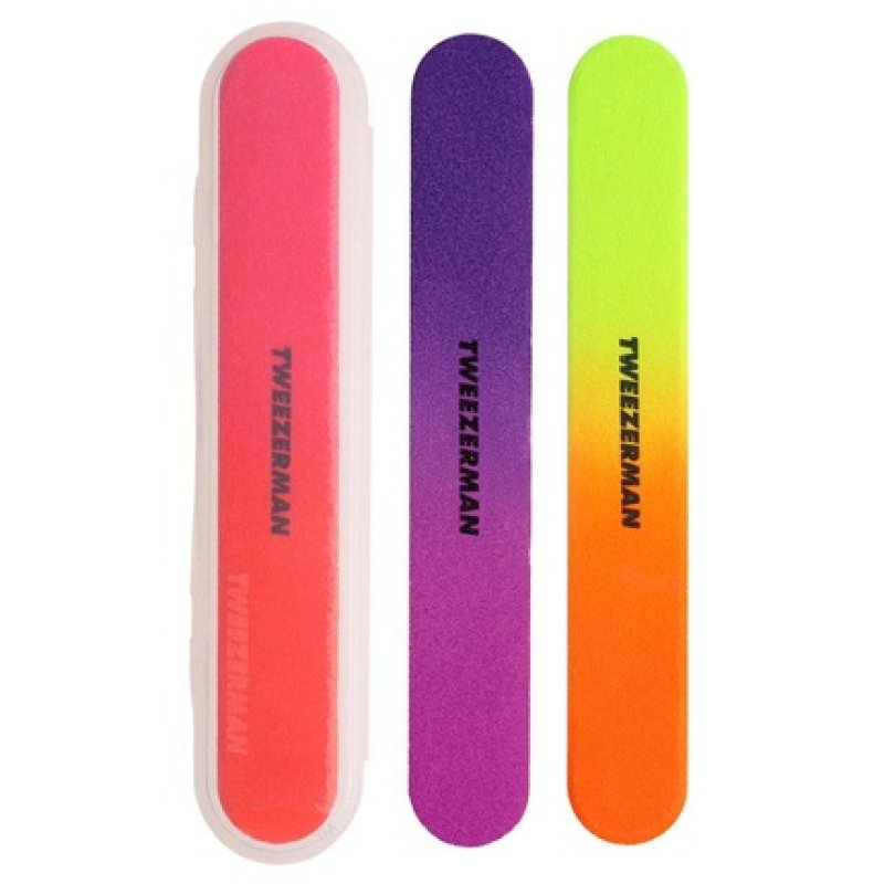 Tweezerman Neon File Mates Nail Files Pack Of 3 With Transparent Case