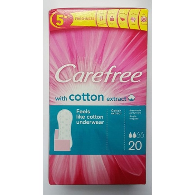 Carefree Pantyliners Normal Cotton Extract 20 Count