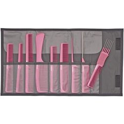 Jaguar Aline Comb Set Including Case 9 Pieces Metallic Pink