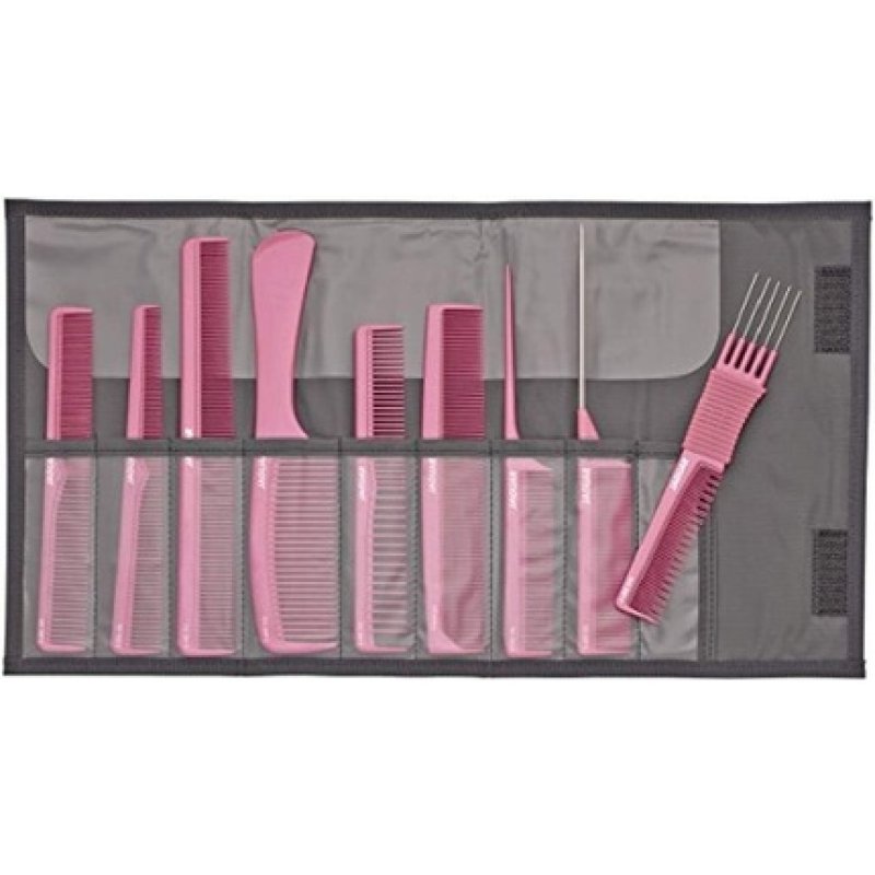 Jaguar Aline Comb Set Including Case 9 Pieces Metallic Pink