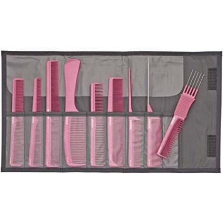 Jaguar Aline Comb Set Including Case 9 Pieces Metallic Pink