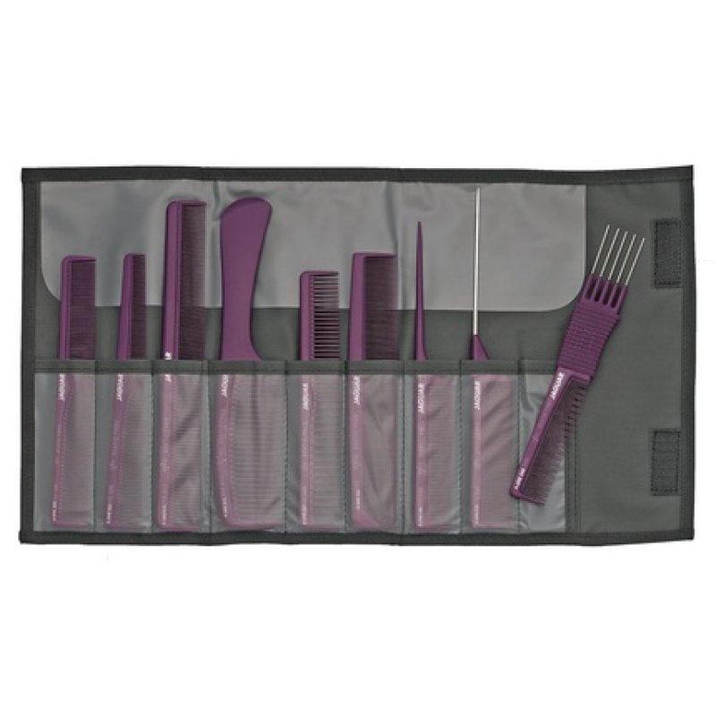 Jaguar Aline Comb Set Including Case 9 Pieces Metallic Purple