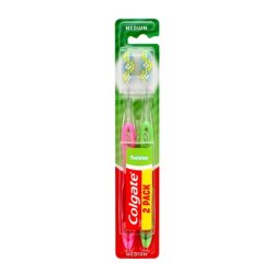 Colgate Duo Twister Medium Toothbrush Mixed Colors 2 Pieces