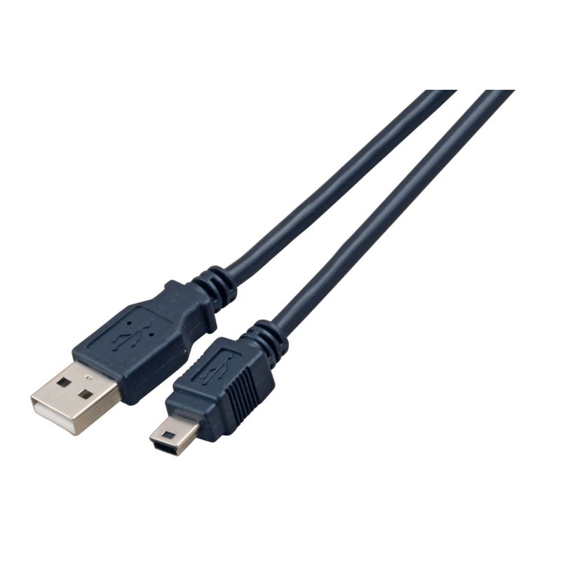 EFB USB2.0 Anschlusskabel Typ A Stecker auf Stecker Mini B 5polig Classic Schwarz 1,5m