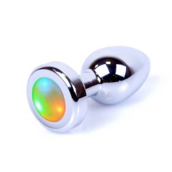 Mylove Metal Anal Plug With Colorful Led Lights Silver 7cm