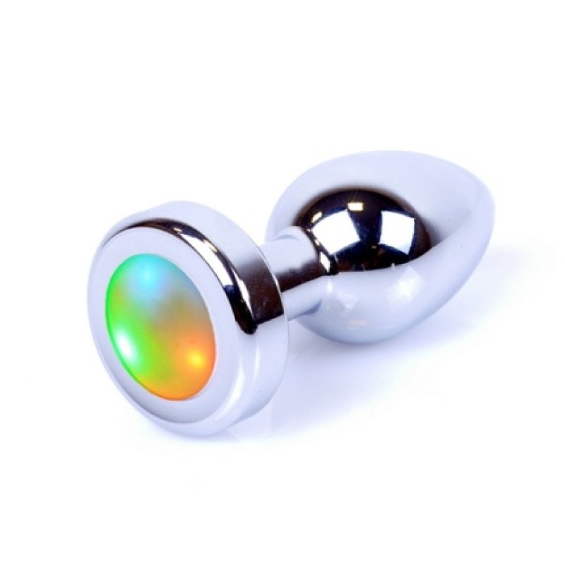 Mylove Metal Anal Plug With Colorful Led Lights Silver 7cm