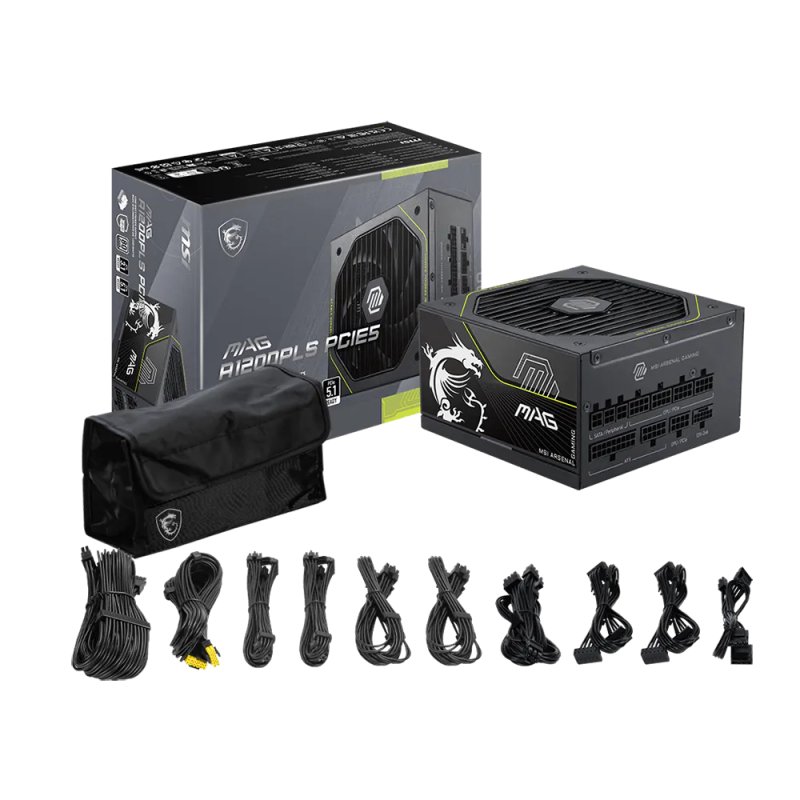 MSI MAG A1200PLS PCIE5 power supply unit 1200 W 20 4 pin ATX ATX Black