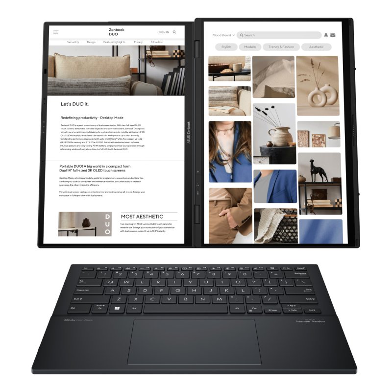 ASUS Zenbook Duo UX8406CA-ISCQL302X Intel Core Ultra 9 285H Hybride (2-en-1) 35,6 cm (14") Écran tactile WUXGA 32 Go