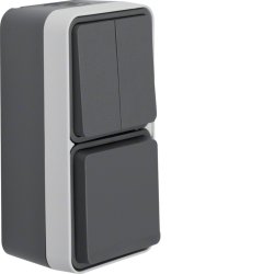Berker 47903515 FR-Kombination Serienschalter/Steckdose grau W.1