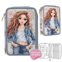 Topmodel - TOPModel Triple Pencil Case - FESTIVAL FUN - Cream, Light Blue