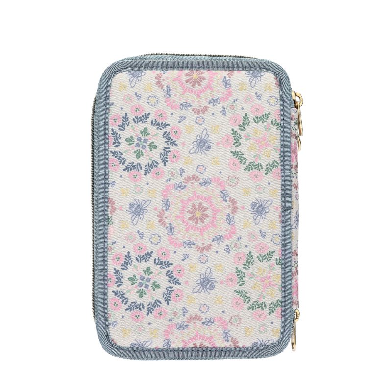 Topmodel - TOPModel Triple Pencil Case - FESTIVAL FUN - Cream, Light Blue