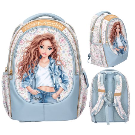 Topmodel - School Backpack FESTIVAL FUN - Cream, Gold, Light Blue