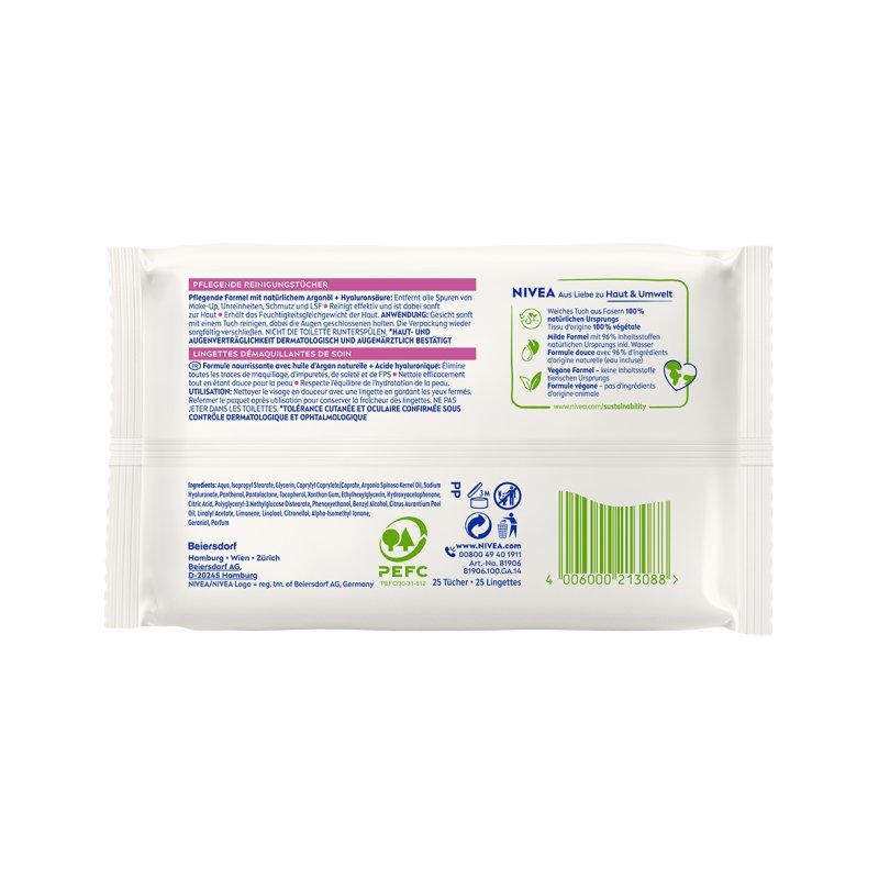 Nivea 3 In 1 Care Wipes 25 Pack
