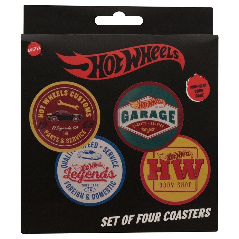 HOT WHEELS - 4 Dessous de Verres Gravés en Métal