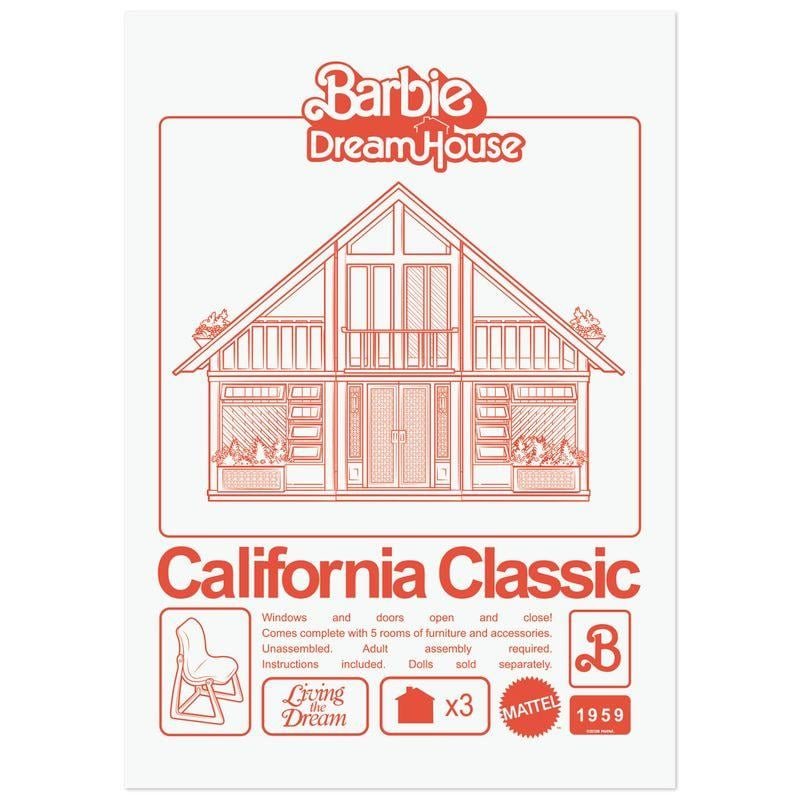 BARBIE - California Classic Dreamhouse - Art Print - Edition Limitée