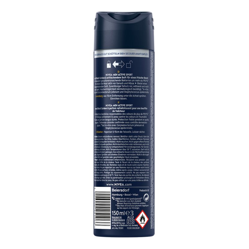 Nivea Men's Active Sport Deodorant Spray 150ml