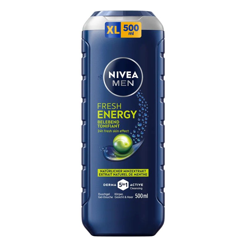 NIVEA MEN Fresh Energy 500 ml Shower gel Body & face & hair Mint