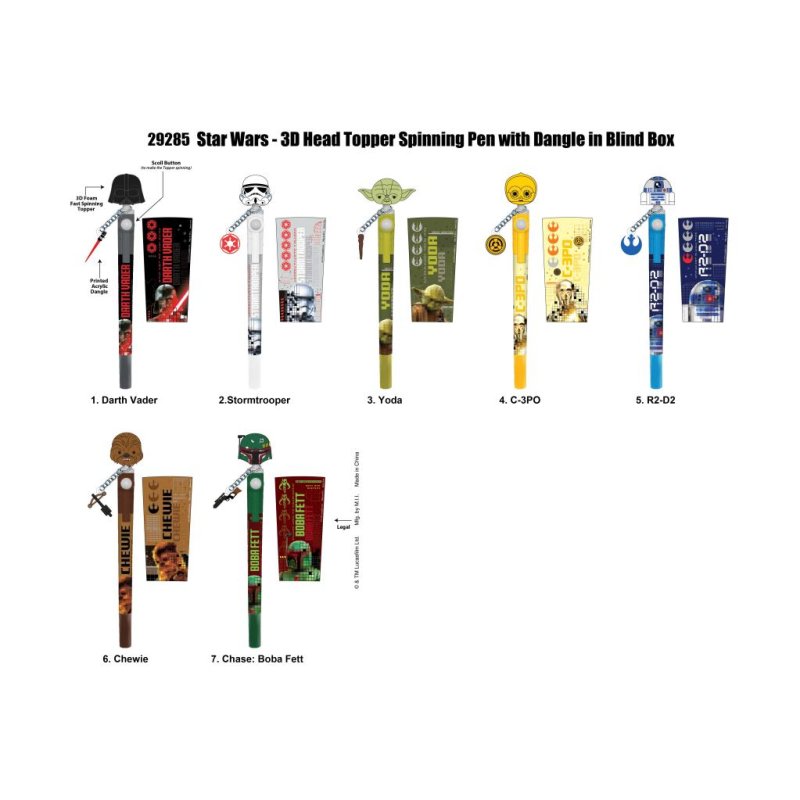 STAR WARS - Stylo rotatif 3D Head Topper (Display de 16 pcs)
