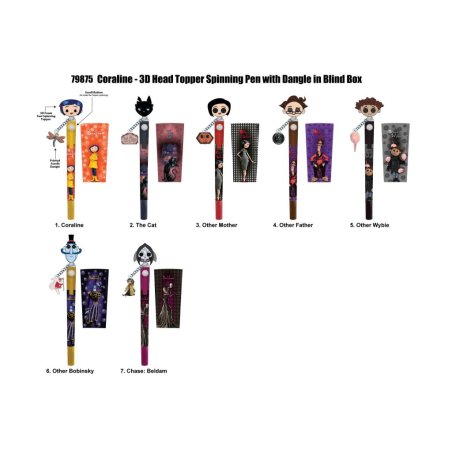 CORALINE - Stylo rotatif 3D Head Topper (Display de 16 pcs)