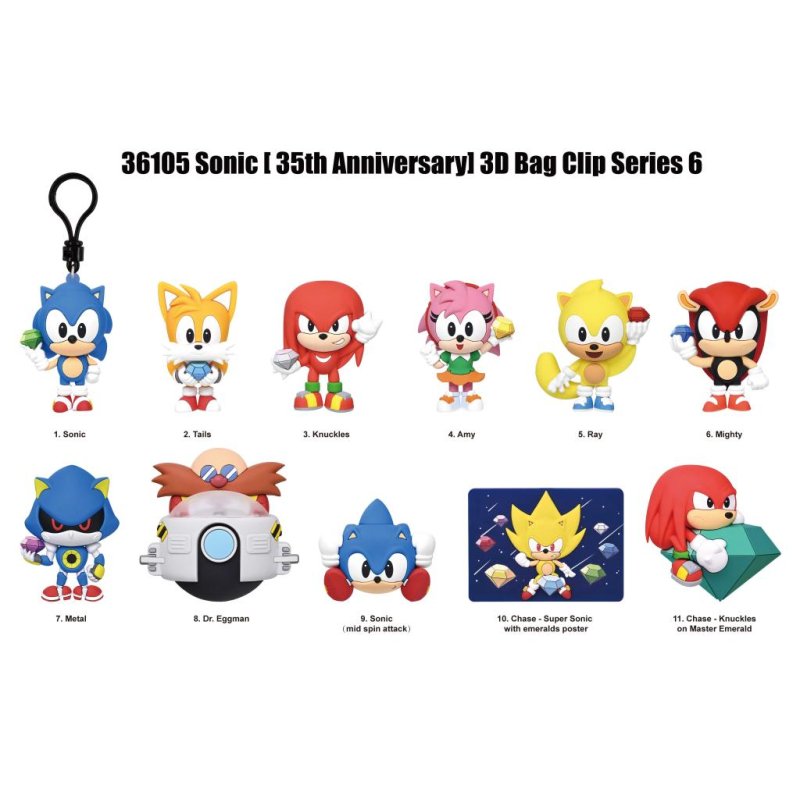 SONIC - Series 6 - 3D Foam Bag Clip (Display 24 Pcs)