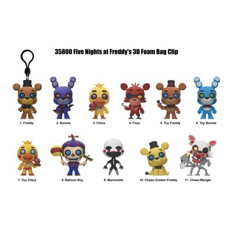 FIVE NIGHTS AT FREDDY'S - Series 1 - 3D Foam Bag Clip (Display 24 Pcs)