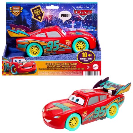 Disney Pixar Cars Disney And Pixar Cars Race to Celebrate Lights & Sounds Lightning McQueen, Large-Scale Toy Vehicle