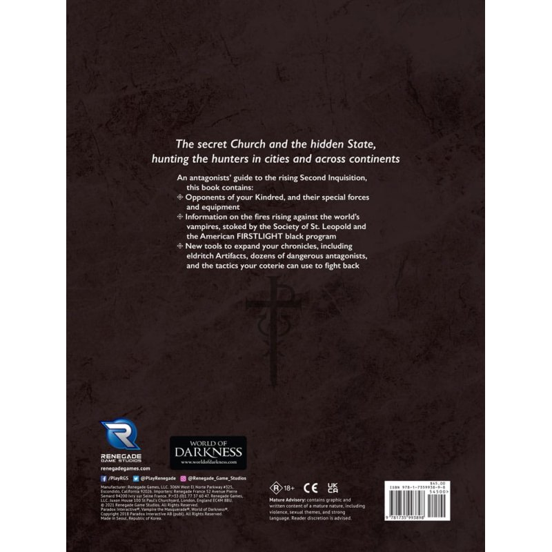 Vampire: The Masquerade 5th Edition RPG book Second Inquisition *Englische Version*
