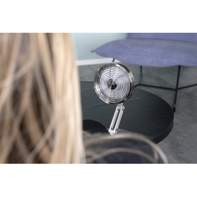 Unold 86705 Akku-Tischventilator STEEL FLEX Chrome 14 cm