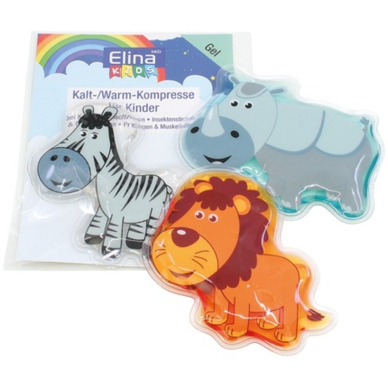 Elina Compress Gel Kids Coldwarm Compress Assorted Animal Motifs Lion Hippo Zebra