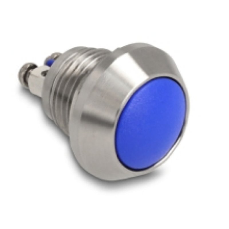 Drucktaster zum Einbau 12 mm 2 x Schraubklemme blau
