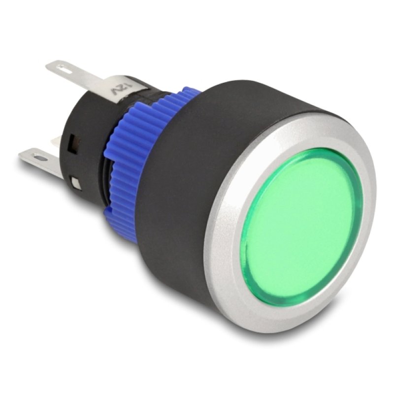 DeLOCK 22048 commutateur électrique Bouton-poussoir Noir, Bleu, Vert, Argent