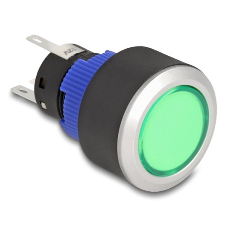 Drucktaster zum Einbau 22 mm 5 x Lötanschluss Taster flach Kunststoff LED grün
