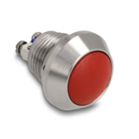DeLOCK Push Button for Installation 12 mm 2 x Screw Terminal red