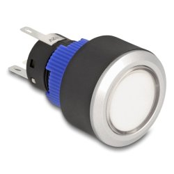 Drucktaster zum Einbau 22 mm 5 x Lötanschluss Taster flach Kunststoff LED weiß