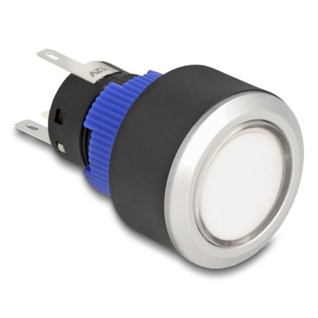 DeLOCK 22046 commutateur électrique Bouton-poussoir Noir, Bleu, Argent, Blanc