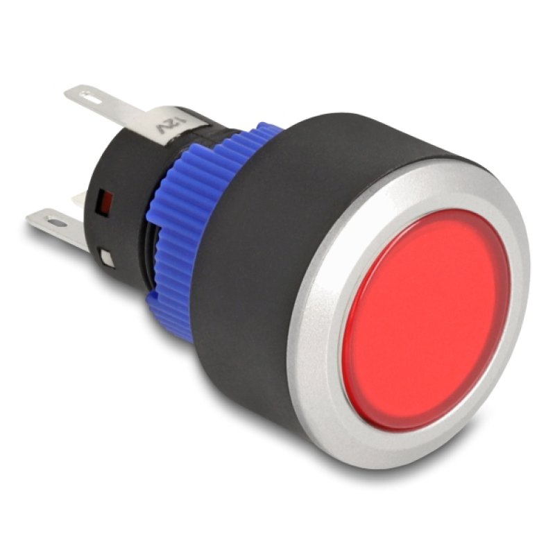 DeLOCK 22047 commutateur électrique Bouton-poussoir Noir, Bleu, Rouge, Argent