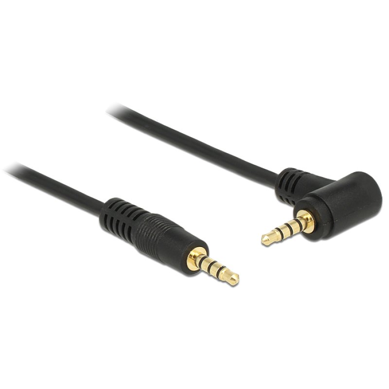 Delock Kabel Klinke 3,5 mm 4 Pin Stecker Stecker gewinkelt 5 m schwarz