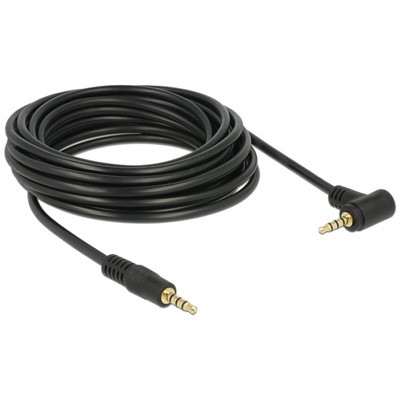 Delock Kabel Klinke 3,5 mm 4 Pin Stecker Stecker gewinkelt 5 m schwarz