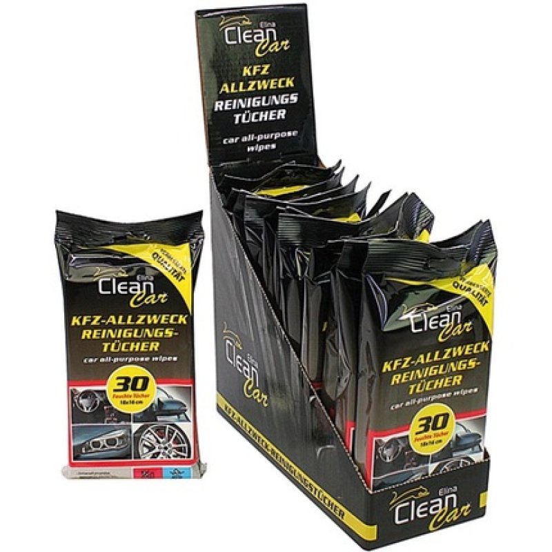 Clean Car Multipurpose Wet Wipes 30 Pack 18x16cm 50gsm