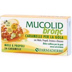 Farmaderbe Mucolid Bronc Throat Candies Honey And Propolis Flavor 24 Candies