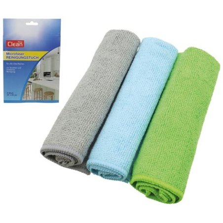 Clean Microfiber Cloths 3 Pieces 32x32 Cm 220 Gm2 Assorted Colors
