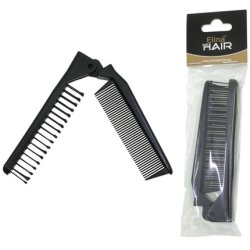 Elina Foldable Hairbrush And Comb Black 21x26x13cm Folded Size 113x31x13cm