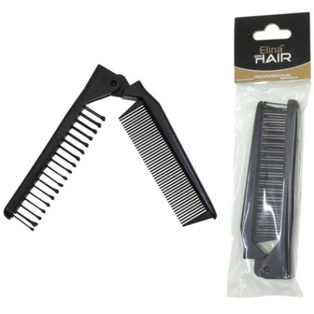 Elina Foldable Hairbrush And Comb Black 21x26x13cm Folded Size 113x31x13cm