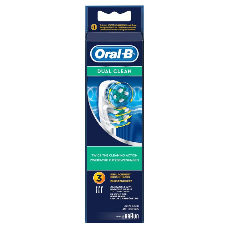 Procter & Gamble Oralb Dual Clean Replacement Heads Eb417 3 Heads