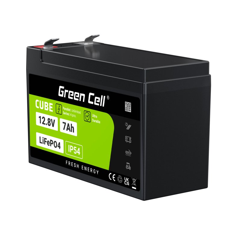 Green Cell LFPGC12V7AH Batterie de l'onduleur Phosphate de fer lithié (LiFePo4) 12,8 V 7 Ah