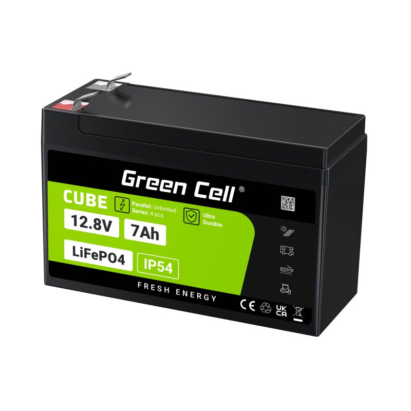 Green Cell LFPGC12V7AH Batterie de l'onduleur Phosphate de fer lithié (LiFePo4) 12,8 V 7 Ah