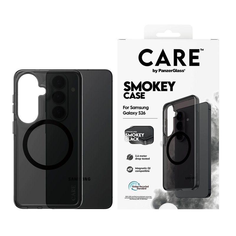 PanzerGlass CARE™ by Smokey Case w. Black Qi Samsung Galaxy S26 coque de protection pour téléphones portables