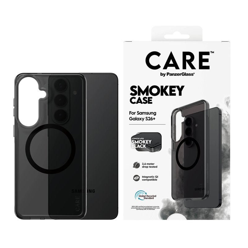 PanzerGlass CARE™ by Smokey Case w. Black Qi Samsung Galaxy S26 