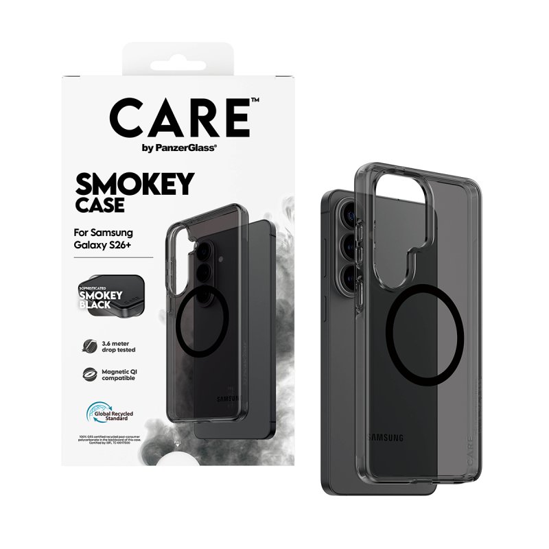 PanzerGlass CARE™ by Smokey Case w. Black Qi Samsung Galaxy S26 